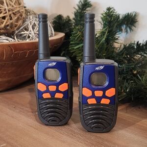Vintage NERF FRS 10 MILE Blue and Orange Walkie Talkies, Preowned Good Condition